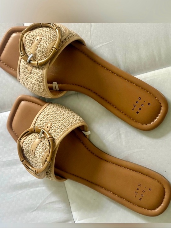 a new day Shoes - a new day Tan Woven Slide Sandals with Bamboo-Style Buckle